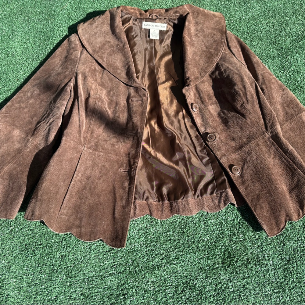 Brown boho real leather jacket